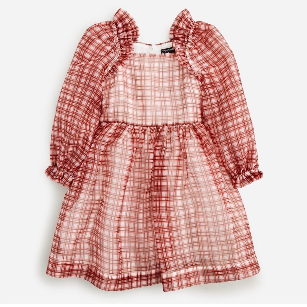J Crew Girls Crewcuts Fairy Tale Dress in Organza Red Plaid Size 14​